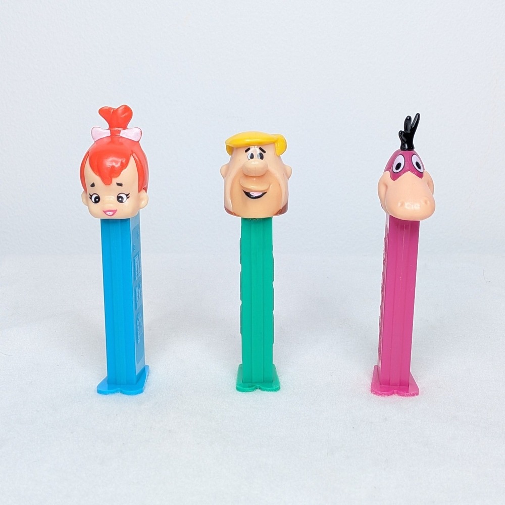 Vintage Flintstones Dino Pebbles‎ Barney Pez Candy Dispensers *WORKING*